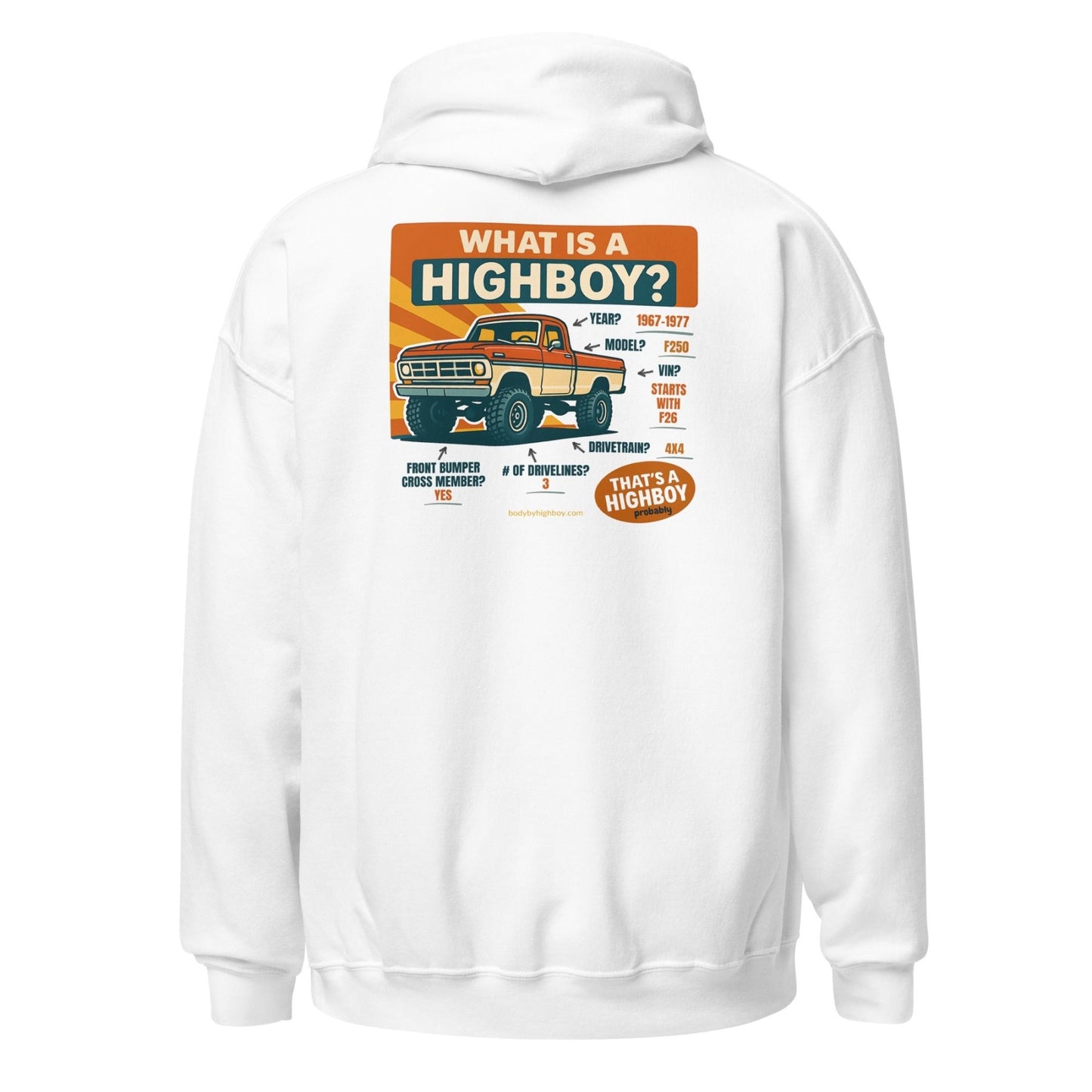 “What is a Highboy?” Hoodie - vintage ford 1967–1979 Highboy, Bumpside, and Dentside truck design – BodyByHighboy