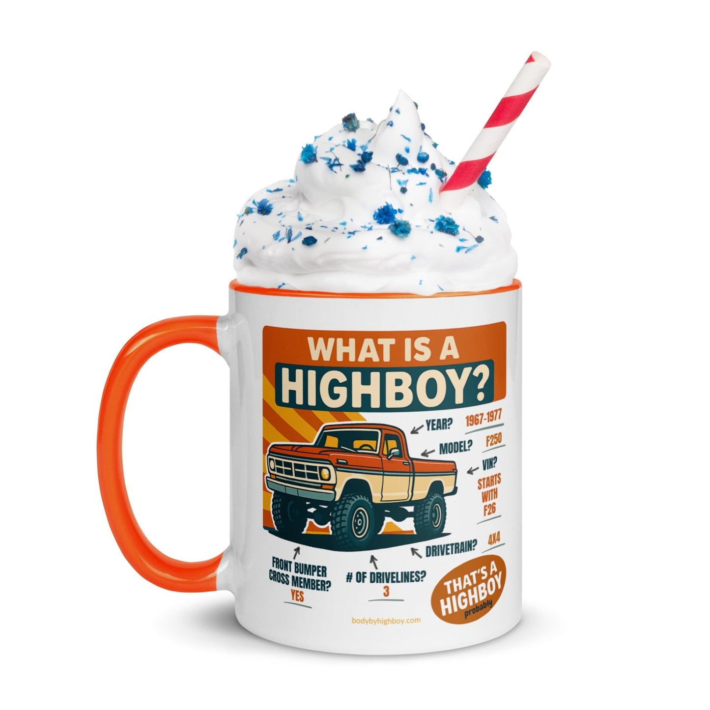 “What is a Highboy?” Mug - vintage ford 1967–1979 Highboy, Bumpside, and Dentside truck design – BodyByHighboy