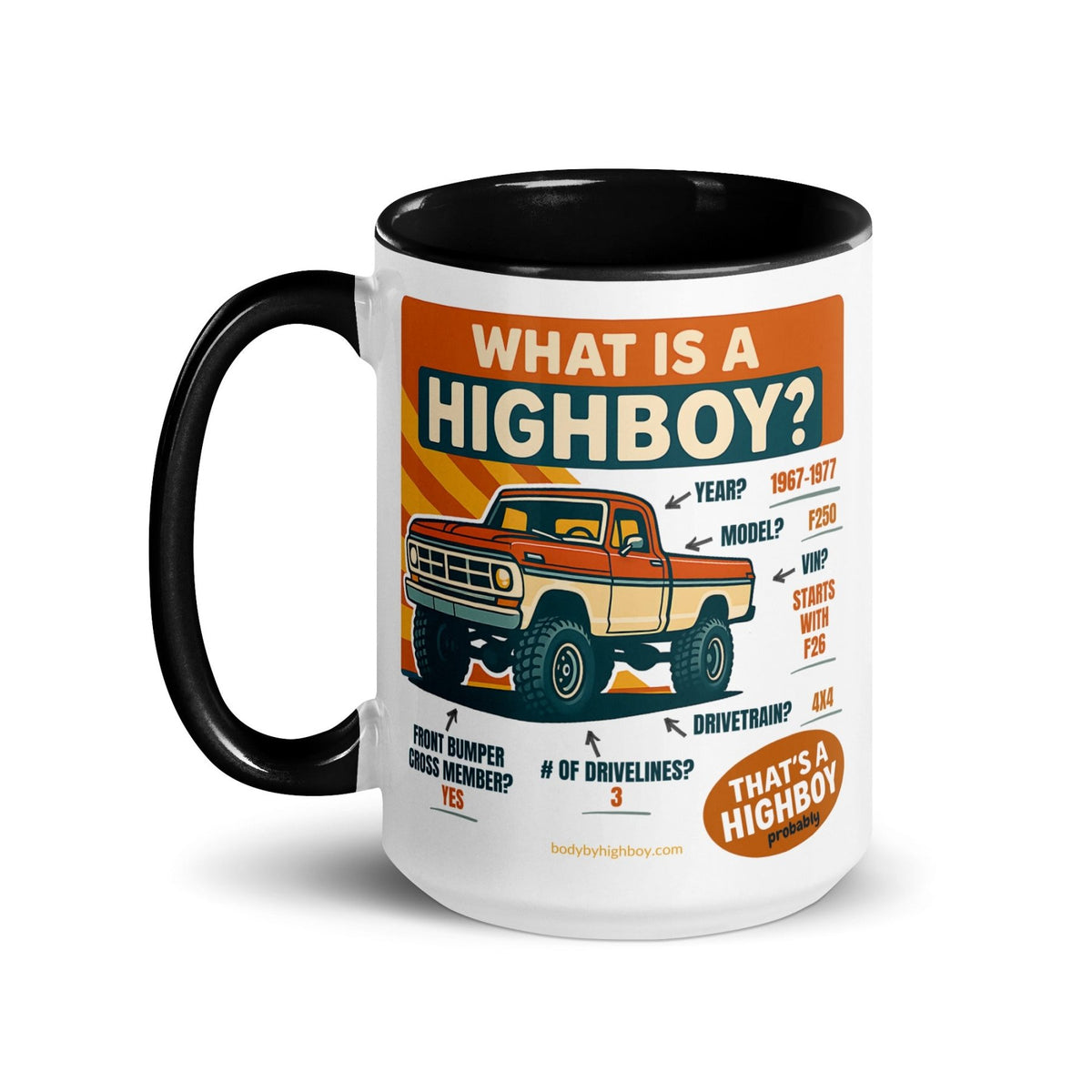 1967–1977 Bumpside & Dentside Highboy What is a Highboy? Ceramic Mug | Body By Highboy - vintage ford 1967–1979 Highboy, Bumpside, and Dentside truck design – BodyByHighboy
