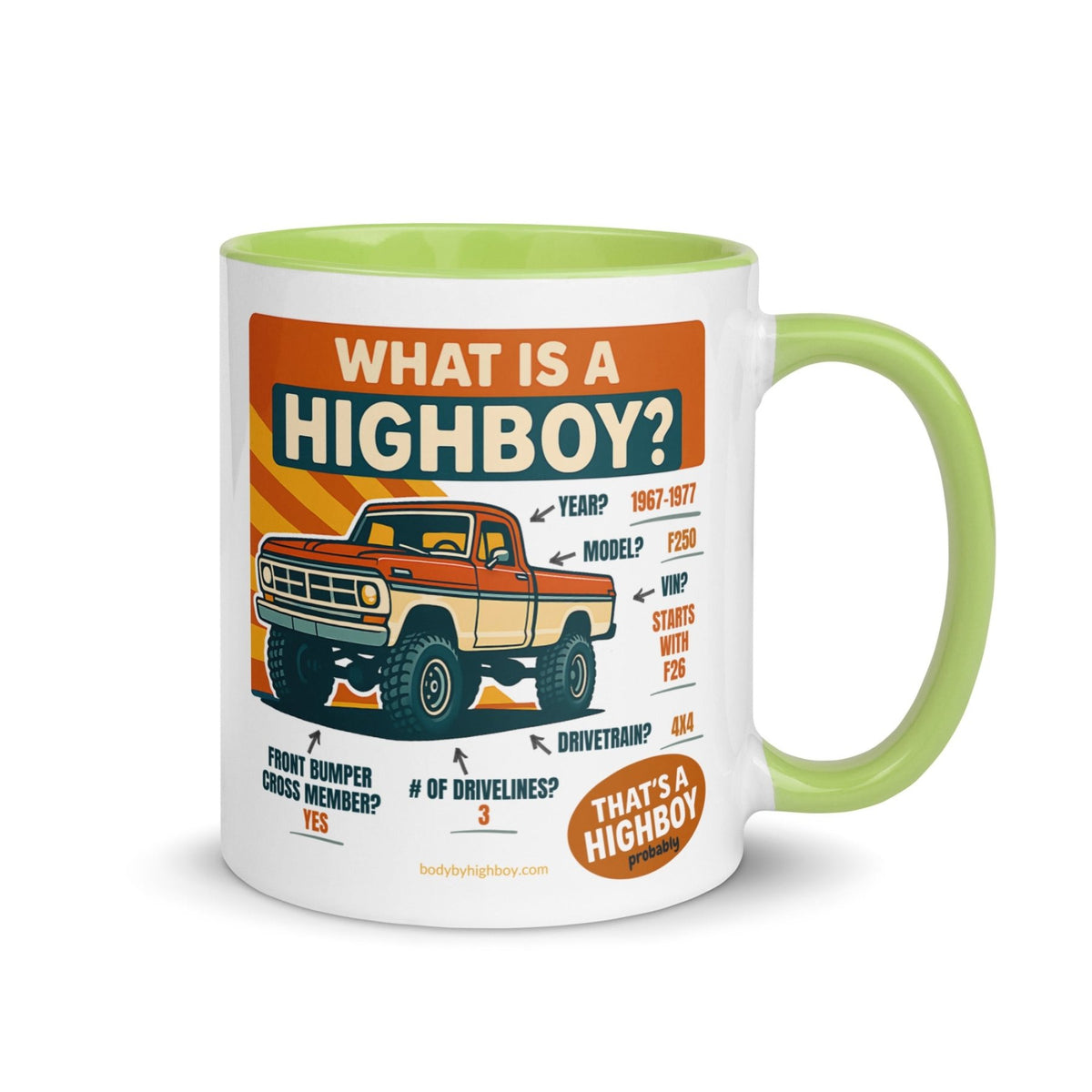 1967–1977 Bumpside & Dentside Highboy What is a Highboy? Ceramic Mug | Body By Highboy - vintage ford 1967–1979 Highboy, Bumpside, and Dentside truck design – BodyByHighboy