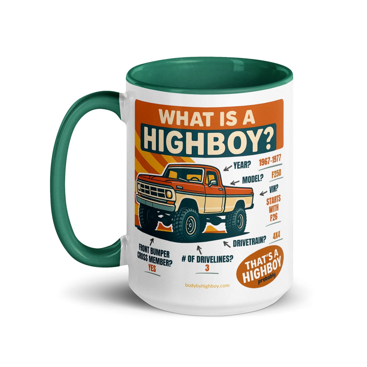 1967–1977 Bumpside & Dentside Highboy What is a Highboy? Ceramic Mug | Body By Highboy - vintage ford 1967–1979 Highboy, Bumpside, and Dentside truck design – BodyByHighboy