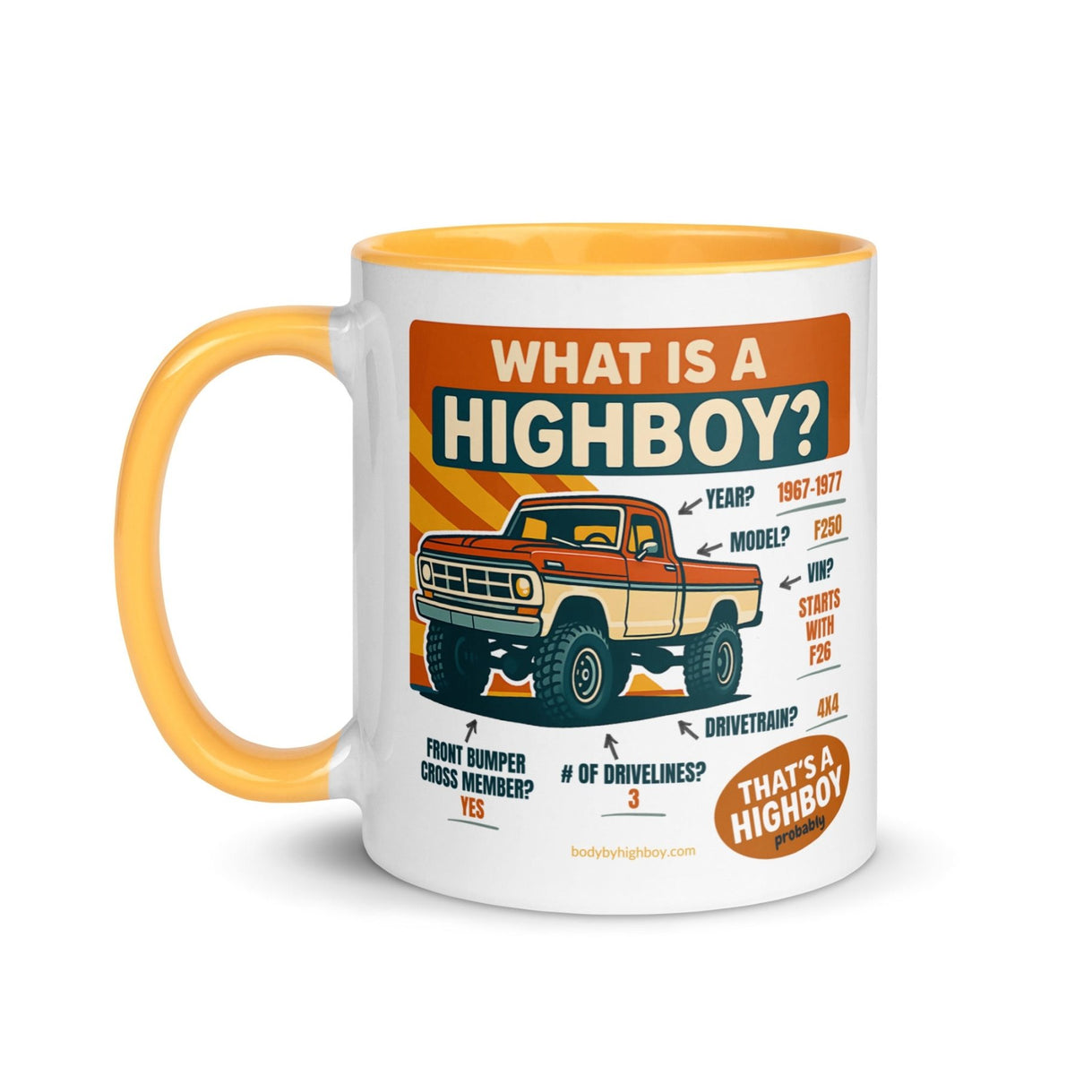 1967–1977 Bumpside & Dentside Highboy What is a Highboy? Ceramic Mug | Body By Highboy - vintage ford 1967–1979 Highboy, Bumpside, and Dentside truck design – BodyByHighboy