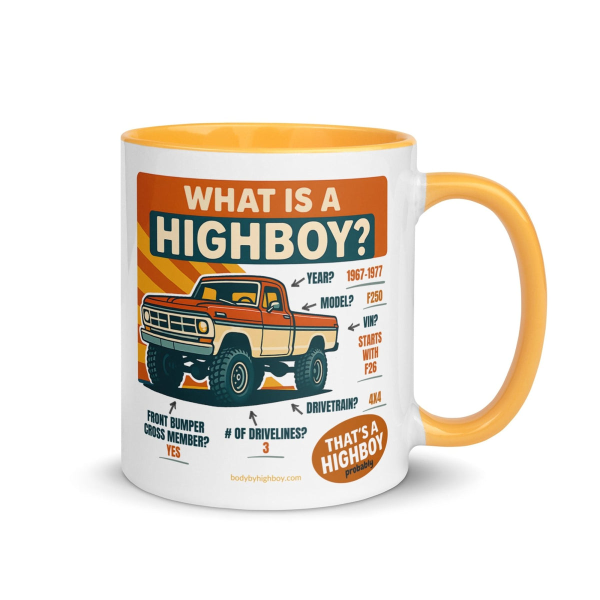 1967–1977 Bumpside & Dentside Highboy What is a Highboy? Ceramic Mug | Body By Highboy - vintage ford 1967–1979 Highboy, Bumpside, and Dentside truck design – BodyByHighboy