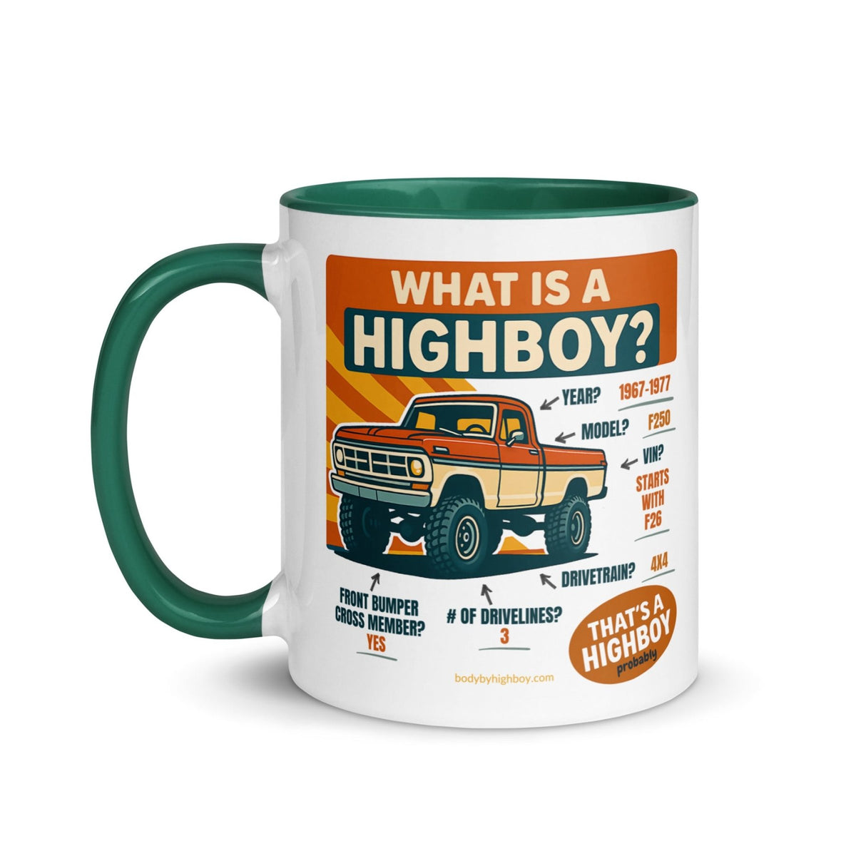 1967–1977 Bumpside & Dentside Highboy What is a Highboy? Ceramic Mug | Body By Highboy - vintage ford 1967–1979 Highboy, Bumpside, and Dentside truck design – BodyByHighboy