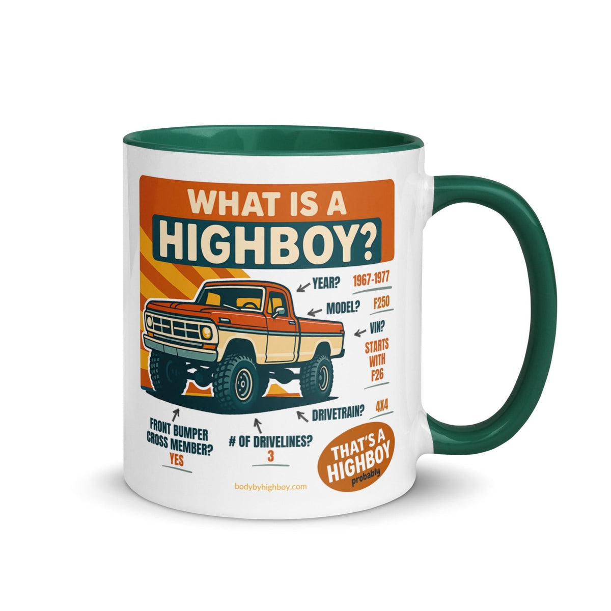 1967–1977 Bumpside & Dentside Highboy What is a Highboy? Ceramic Mug | Body By Highboy - vintage ford 1967–1979 Highboy, Bumpside, and Dentside truck design – BodyByHighboy
