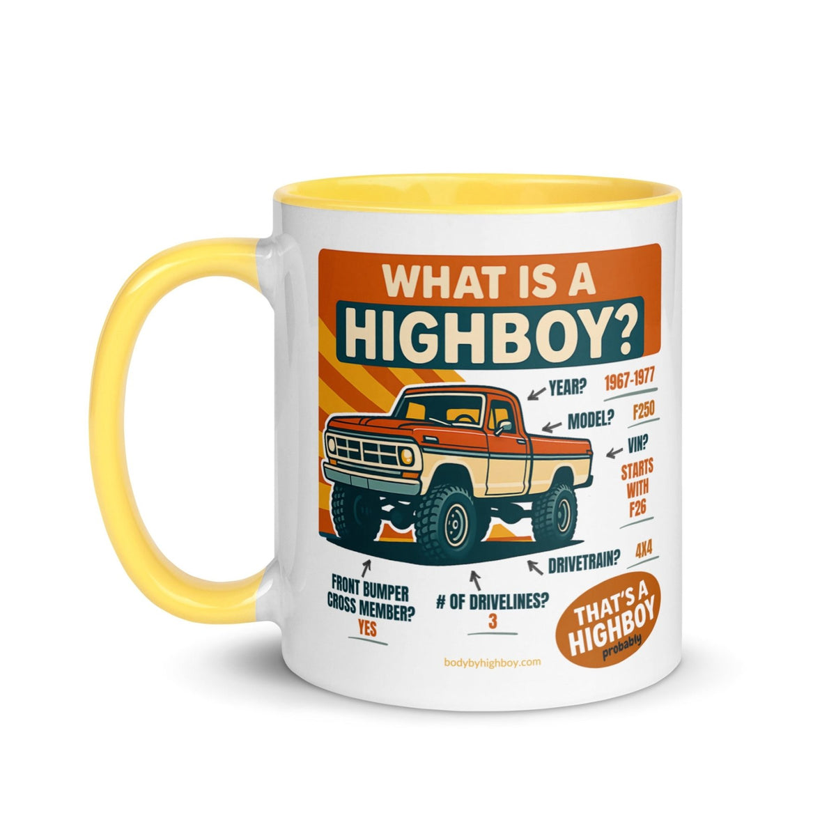 1967–1977 Bumpside & Dentside Highboy What is a Highboy? Ceramic Mug | Body By Highboy - vintage ford 1967–1979 Highboy, Bumpside, and Dentside truck design – BodyByHighboy