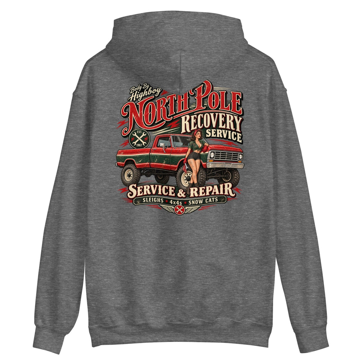 1967 Highboy Bumpside North Pole Recovery Service Hoodie | Body By Highboy - vintage ford 1967–1979 Highboy, Bumpside, and Dentside truck design – BodyByHighboy