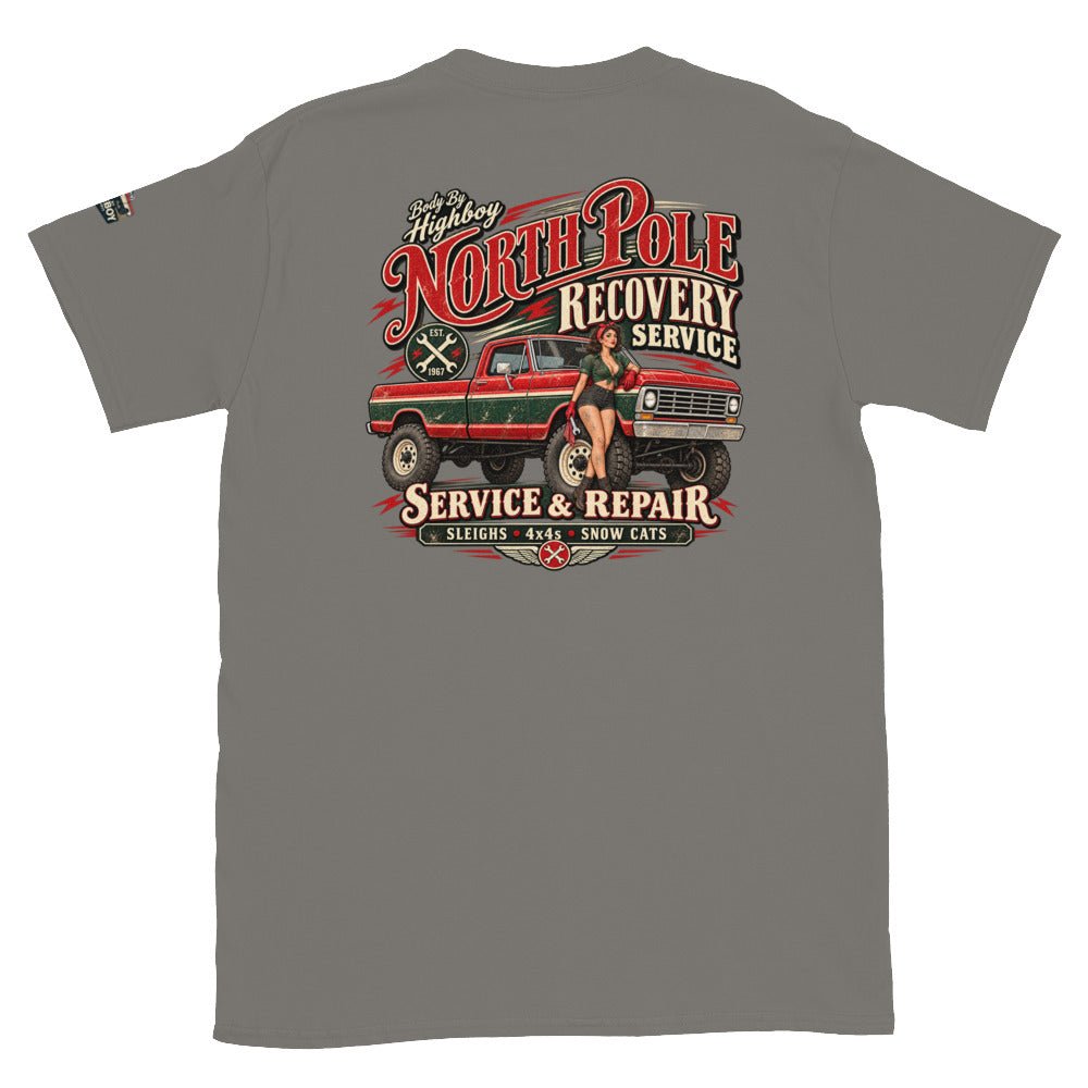 1967 Highboy Bumpside North Pole Recovery Service T-Shirt | Body By Highboy - vintage ford 1967–1979 Highboy, Bumpside, and Dentside truck design – BodyByHighboy