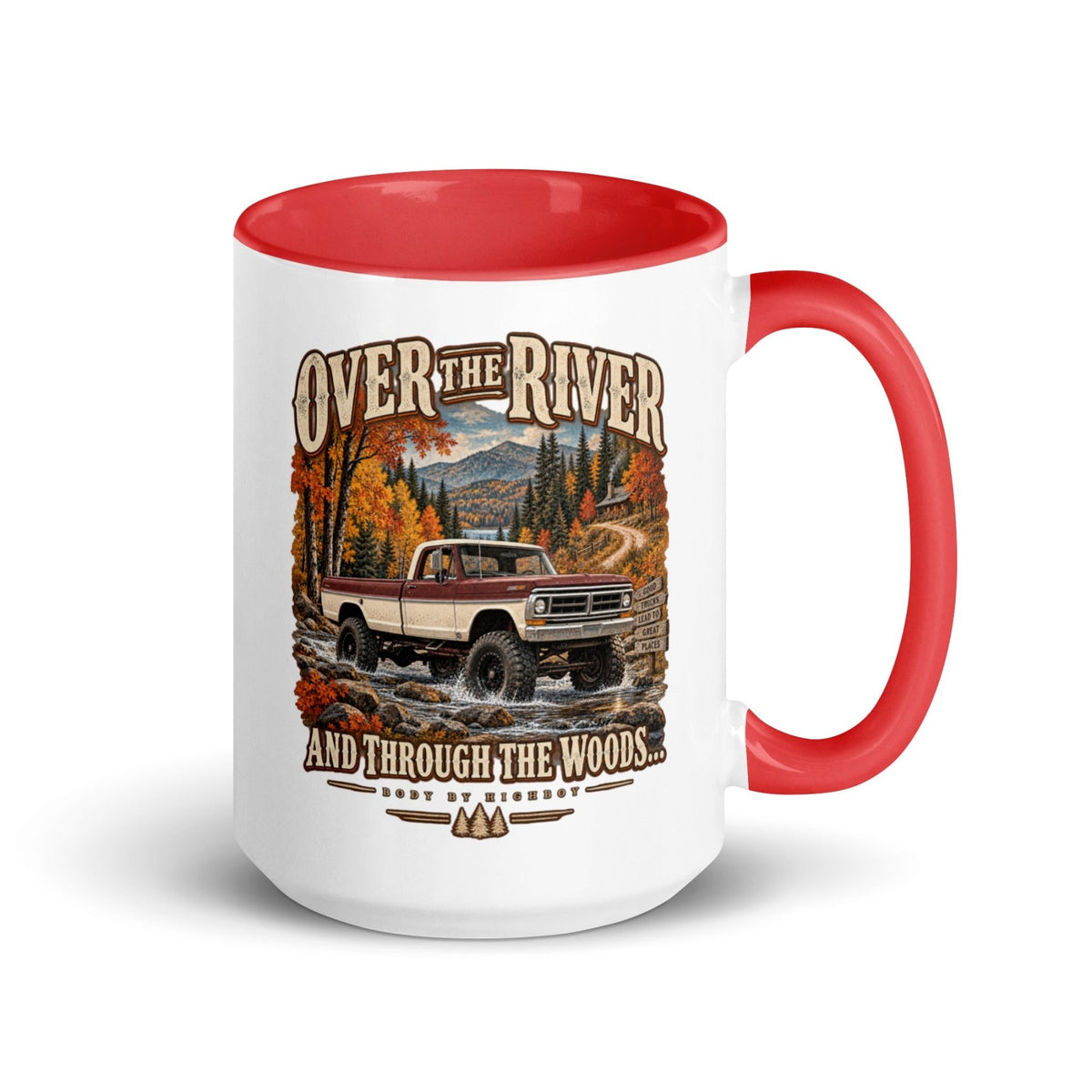 1971 Highboy Bumpside Over the River and Through the Woods 15 oz Ceramic Mug | Body By Highboy - vintage ford 1967–1979 Highboy, Bumpside, and Dentside truck design – BodyByHighboy