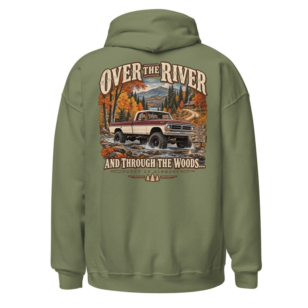 1971 Highboy Bumpside Over the River and Through the Woods Hoodie | Body By Highboy - vintage ford 1967–1979 Highboy, Bumpside, and Dentside truck design – BodyByHighboy