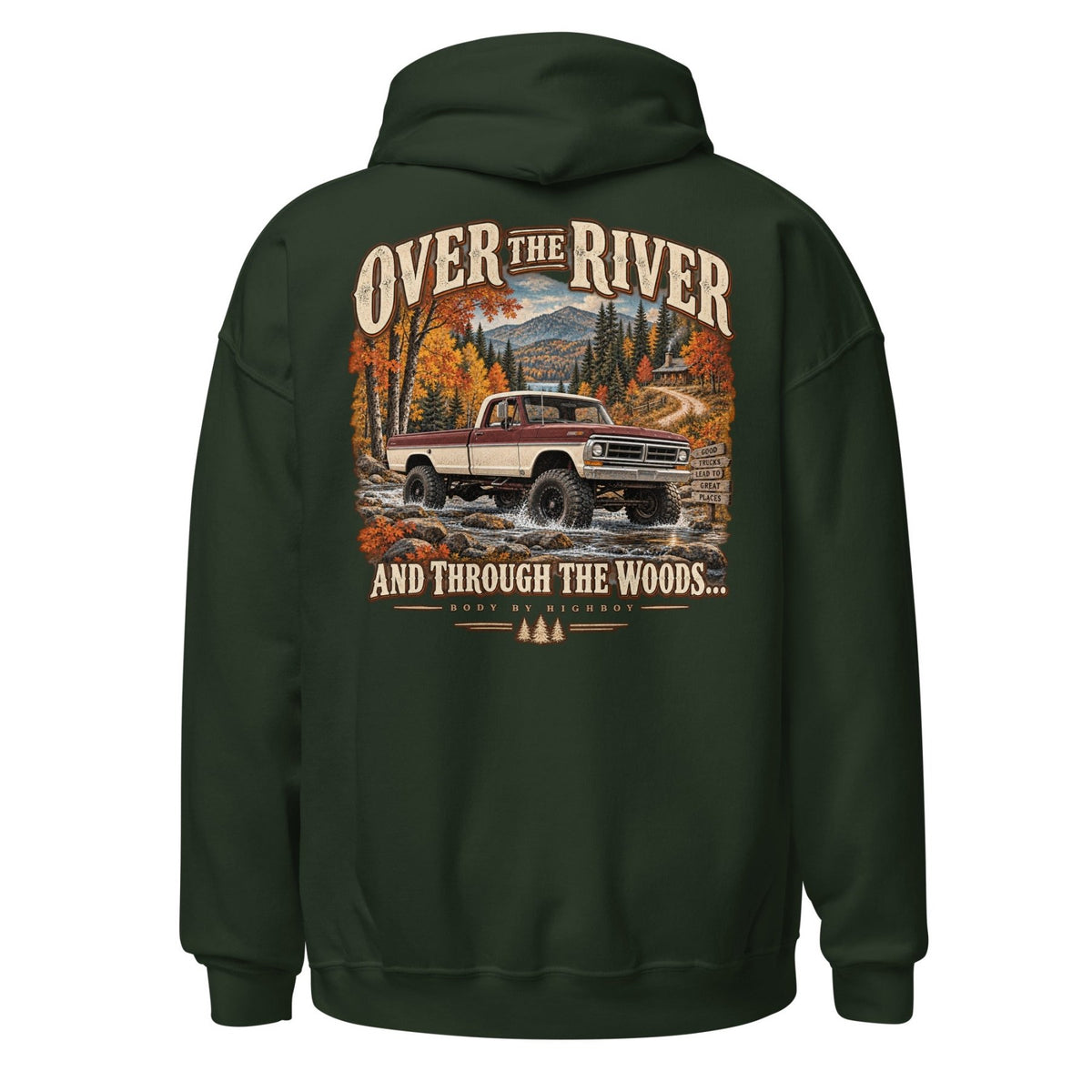 1971 Highboy Bumpside Over the River and Through the Woods Hoodie | Body By Highboy - vintage ford 1967–1979 Highboy, Bumpside, and Dentside truck design – BodyByHighboy