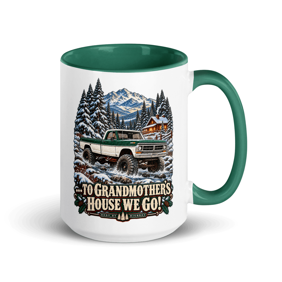 1971 Highboy Bumpside To Grandmother’s House We Go! 15 oz Ceramic Mug | Body By Highboy - vintage ford 1967–1979 Highboy, Bumpside, and Dentside truck design – BodyByHighboy