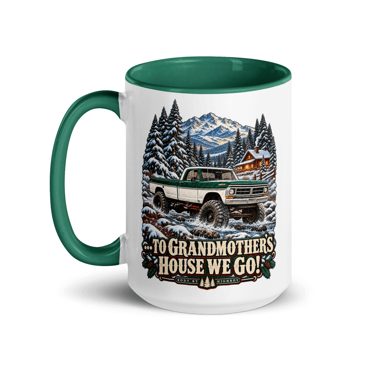 1971 Highboy Bumpside To Grandmother’s House We Go! 15 oz Ceramic Mug | Body By Highboy - vintage ford 1967–1979 Highboy, Bumpside, and Dentside truck design – BodyByHighboy