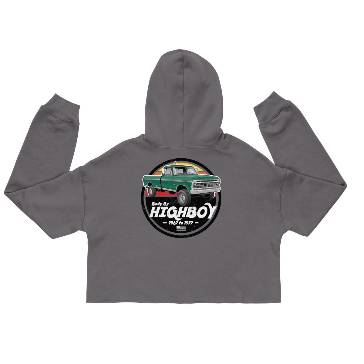 1973–1975 Dentside Highboy Green Distressed Crop Hoodie | Body By Highboy - vintage ford 1967–1979 Highboy, Bumpside, and Dentside truck design – BodyByHighboy