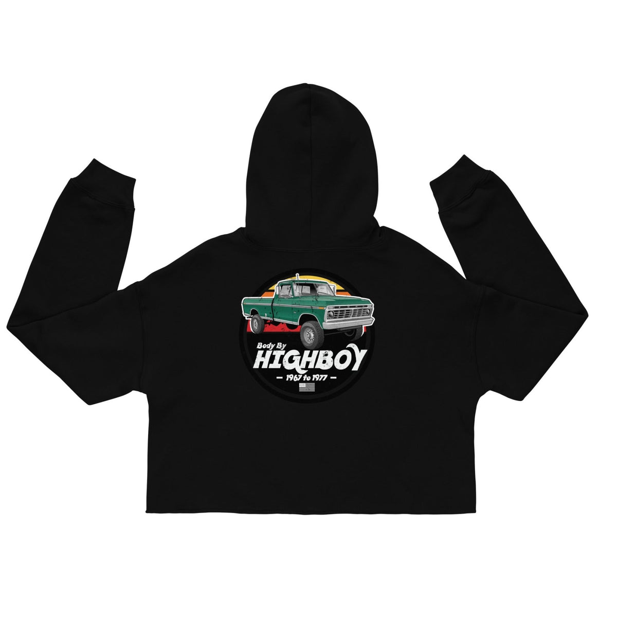 1973–1975 Dentside Highboy Green Distressed Crop Hoodie | Body By Highboy - vintage ford 1967–1979 Highboy, Bumpside, and Dentside truck design – BodyByHighboy