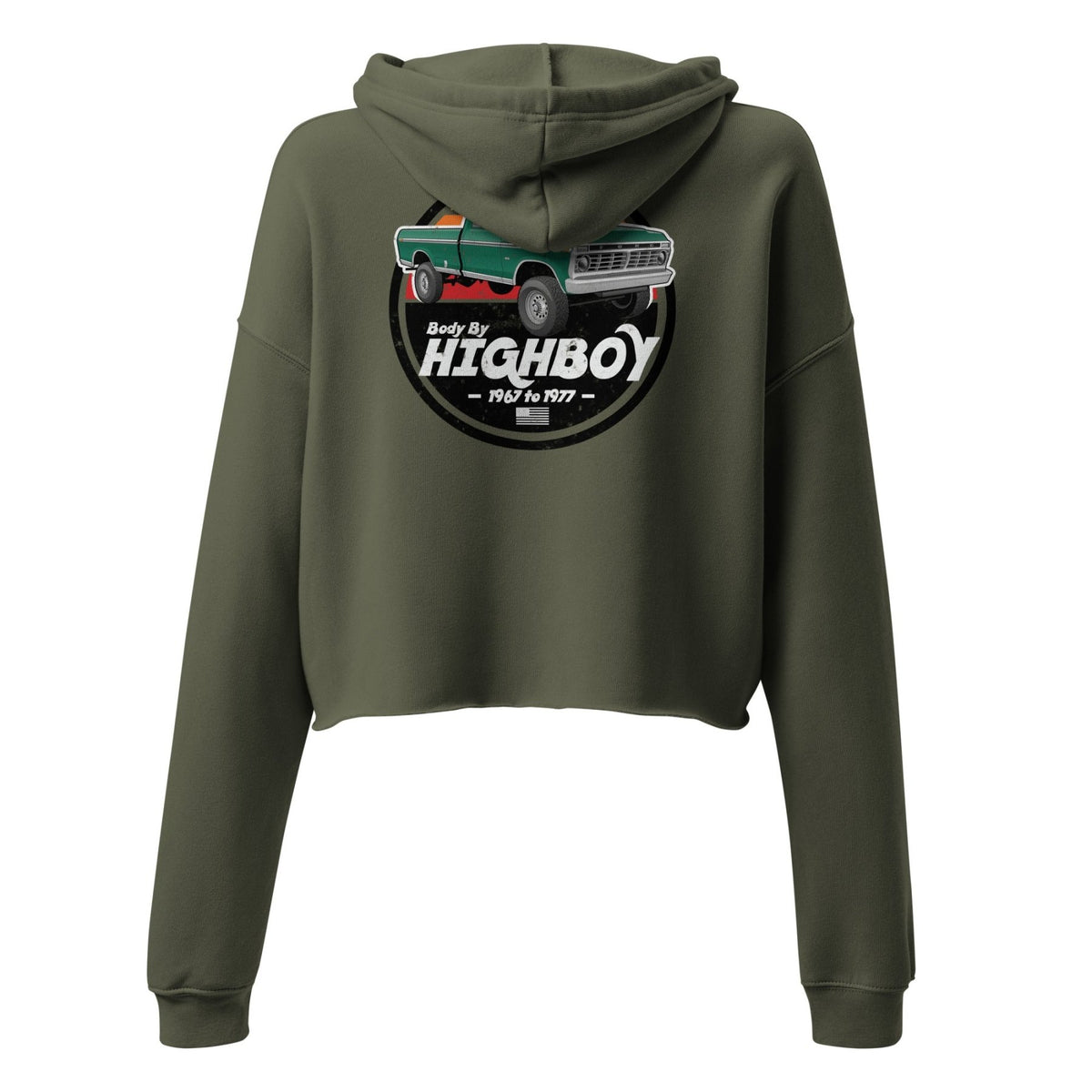 1973–1975 Dentside Highboy Green Distressed Crop Hoodie | Body By Highboy - vintage ford 1967–1979 Highboy, Bumpside, and Dentside truck design – BodyByHighboy