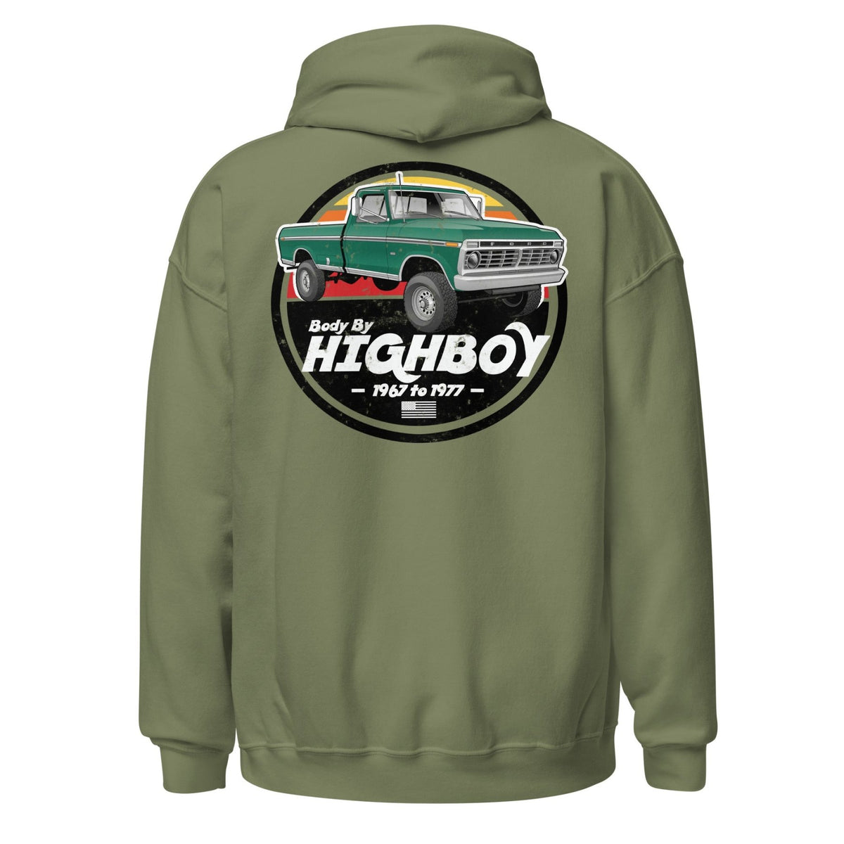 1973–1975 Dentside Highboy Green Distressed Hoodie | Body By Highboy - vintage ford 1967–1979 Highboy, Bumpside, and Dentside truck design – BodyByHighboy