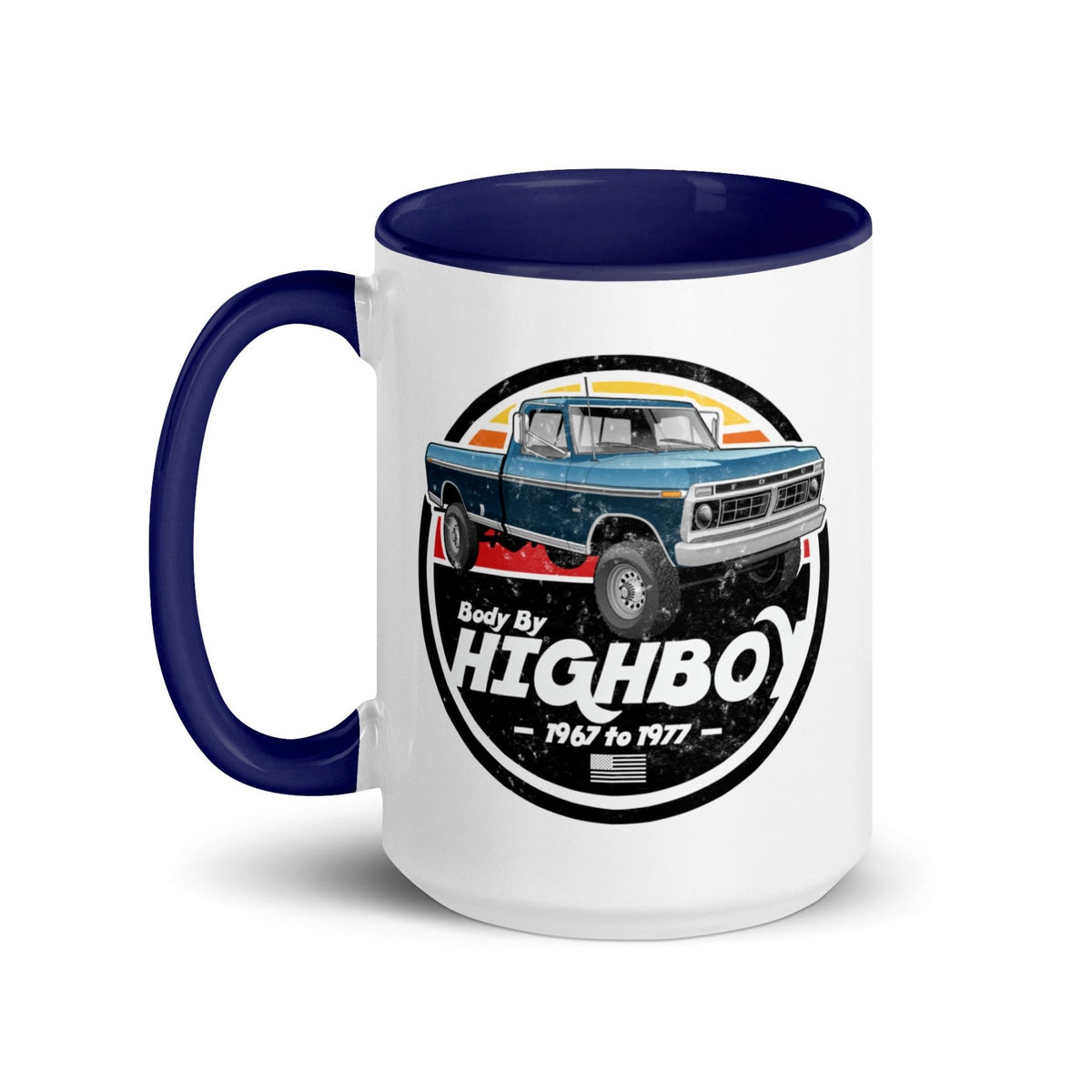 1976–1977 Dentside Highboy Original Highboy Blue 15 oz Mug | Body By Highboy - vintage ford 1967–1979 Highboy, Bumpside, and Dentside truck design – BodyByHighboy