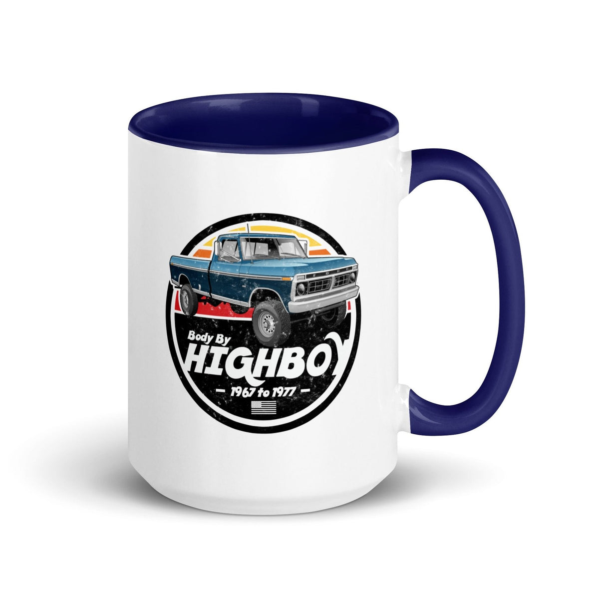 1976–1977 Dentside Highboy Original Highboy Blue 15 oz Mug | Body By Highboy - vintage ford 1967–1979 Highboy, Bumpside, and Dentside truck design – BodyByHighboy