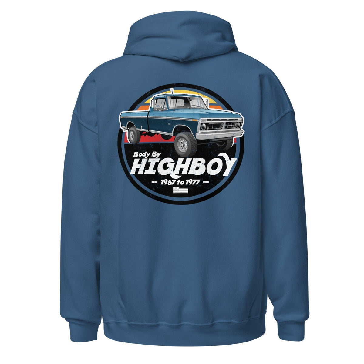 1976–1977 Dentside Highboy Original Highboy Blue Hoodie | Body By Highboy - vintage ford 1967–1979 Highboy, Bumpside, and Dentside truck design – BodyByHighboy