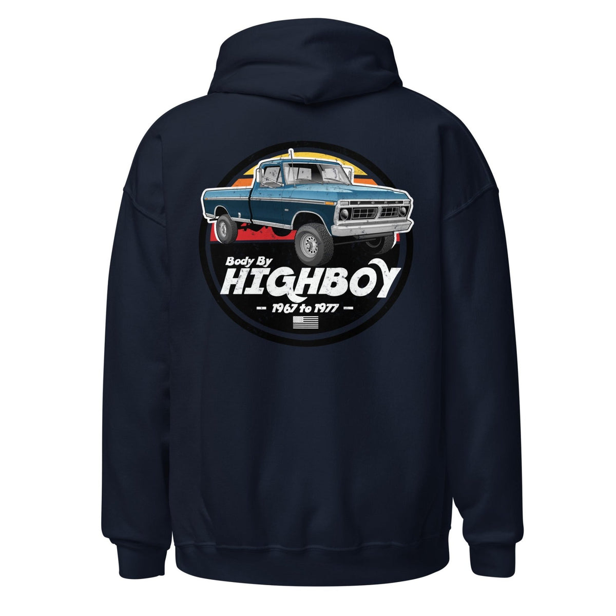 1976–1977 Dentside Highboy Original Highboy Blue Hoodie | Body By Highboy - vintage ford 1967–1979 Highboy, Bumpside, and Dentside truck design – BodyByHighboy