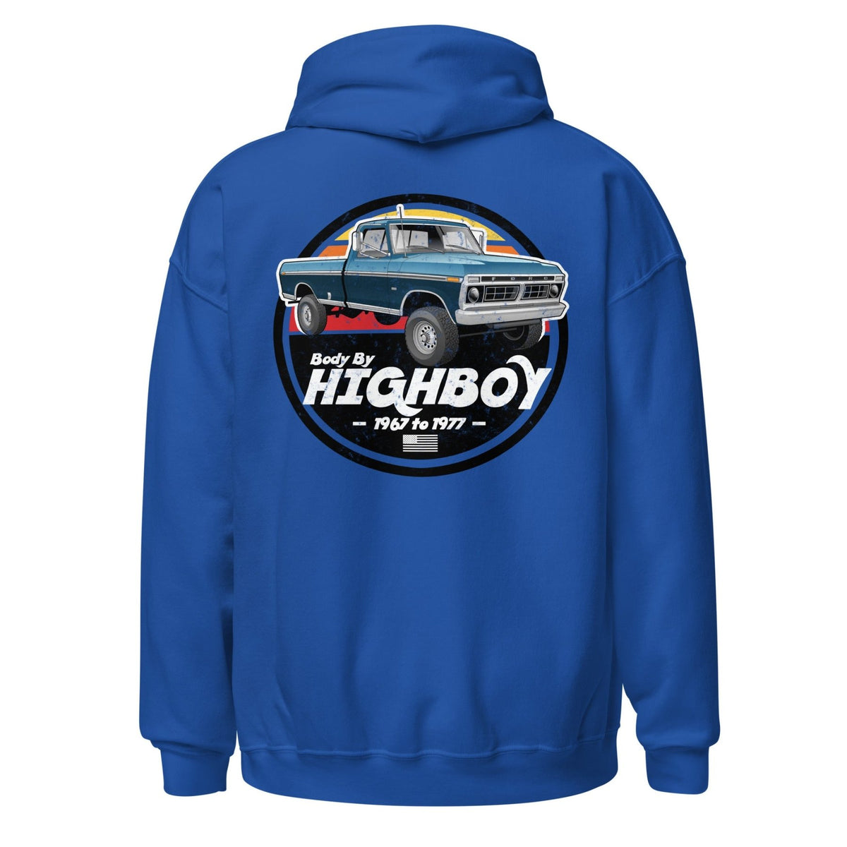 1976–1977 Dentside Highboy Original Highboy Blue Hoodie | Body By Highboy - vintage ford 1967–1979 Highboy, Bumpside, and Dentside truck design – BodyByHighboy