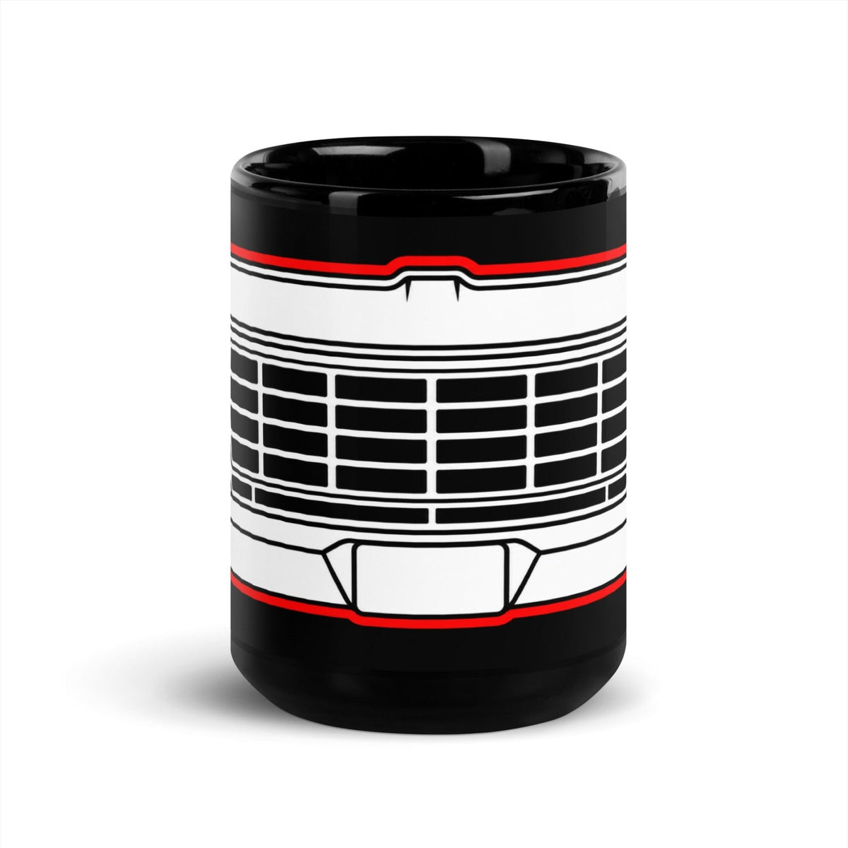 1978 Dentside Red Outline Truck Front 15 oz Black Ceramic Mug | Body By Highboy - 1973–1979 Ford Dentside truck gear – Body By Highboy
