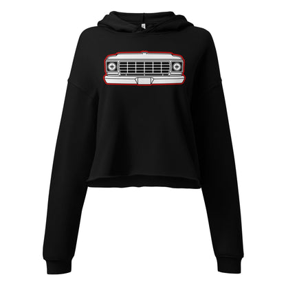 1978 Dentside Red Outline Truck Front Crop Hoodie | Body By Highboy - 1973–1979 Ford Dentside truck gear – Body By Highboy
