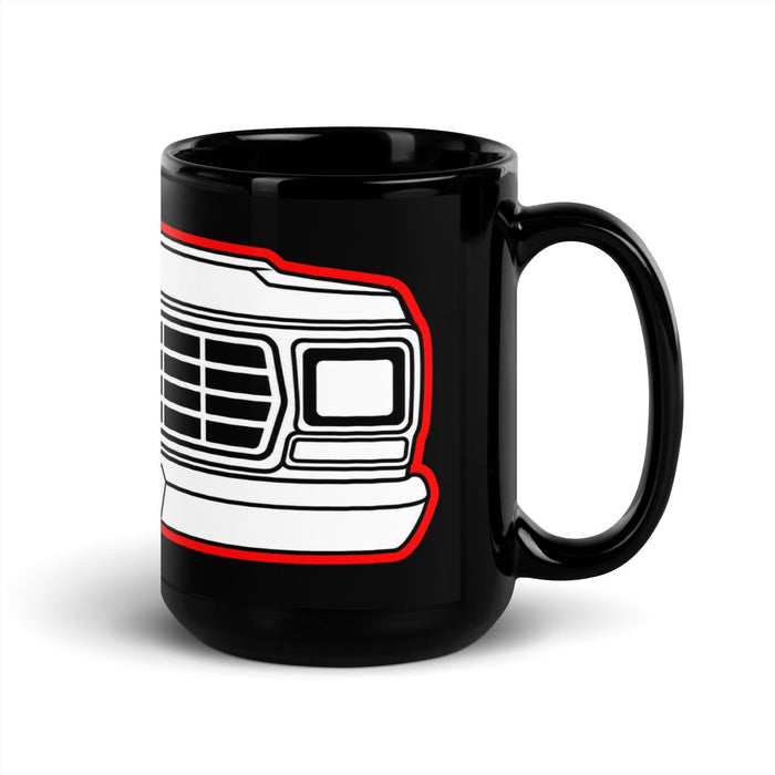 1979 Dentside Red Outline Truck Front 15 oz Black Ceramic Mug | Body By Highboy