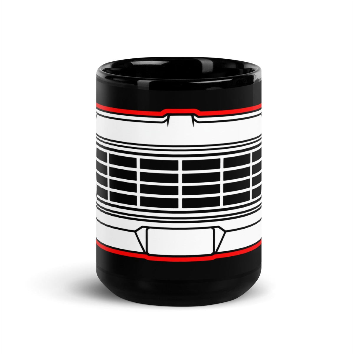 1979 Dentside Red Outline Truck Front 15 oz Black Ceramic Mug | Body By Highboy - 1973–1979 Ford Dentside truck gear – Body By Highboy
