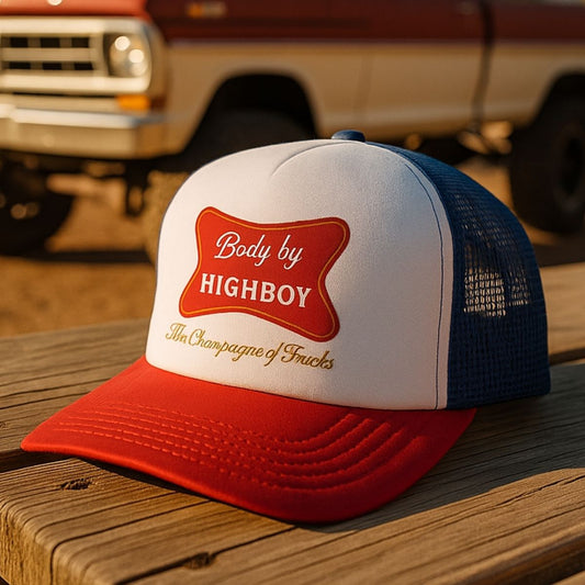 "Champagne Of Trucks" Foam Trucker Hat - vintage ford 1967–1979 Highboy, Bumpside, and Dentside truck design – BodyByHighboy
