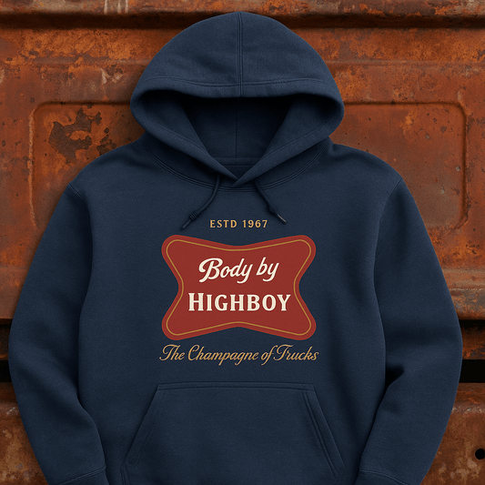 “Champagne of Trucks” Hoodie - vintage ford 1967–1979 Highboy, Bumpside, and Dentside truck design – BodyByHighboy