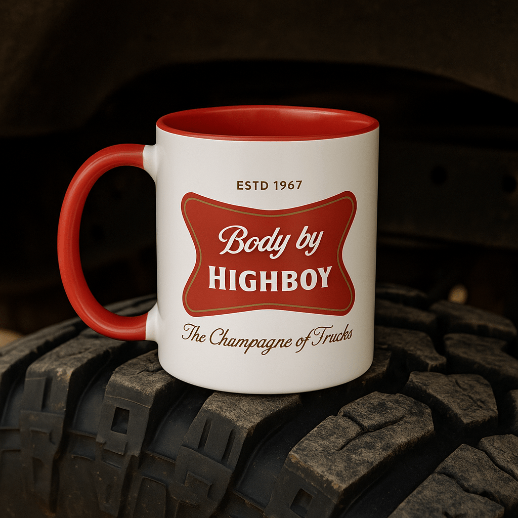 “Champagne of Trucks” Mug - vintage ford 1967–1979 Highboy, Bumpside, and Dentside truck design – BodyByHighboy