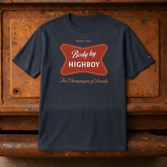 “Champagne of Trucks” T-Shirt - vintage ford 1967–1979 Highboy, Bumpside, and Dentside truck design – BodyByHighboy