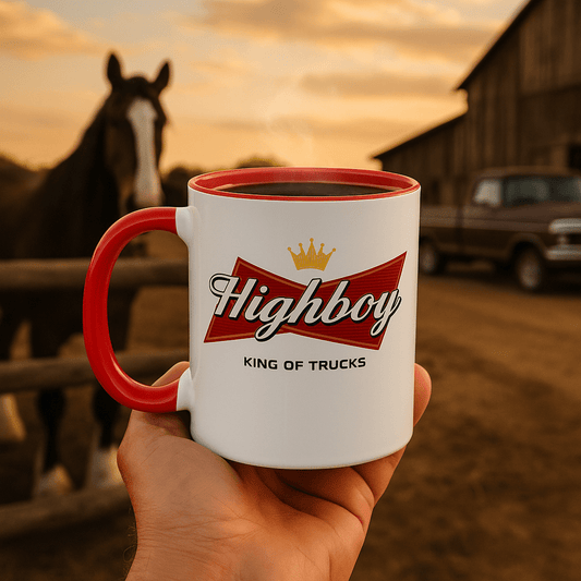 “King of Trucks” Mug - vintage ford 1967–1979 Highboy, Bumpside, and Dentside truck design – BodyByHighboy