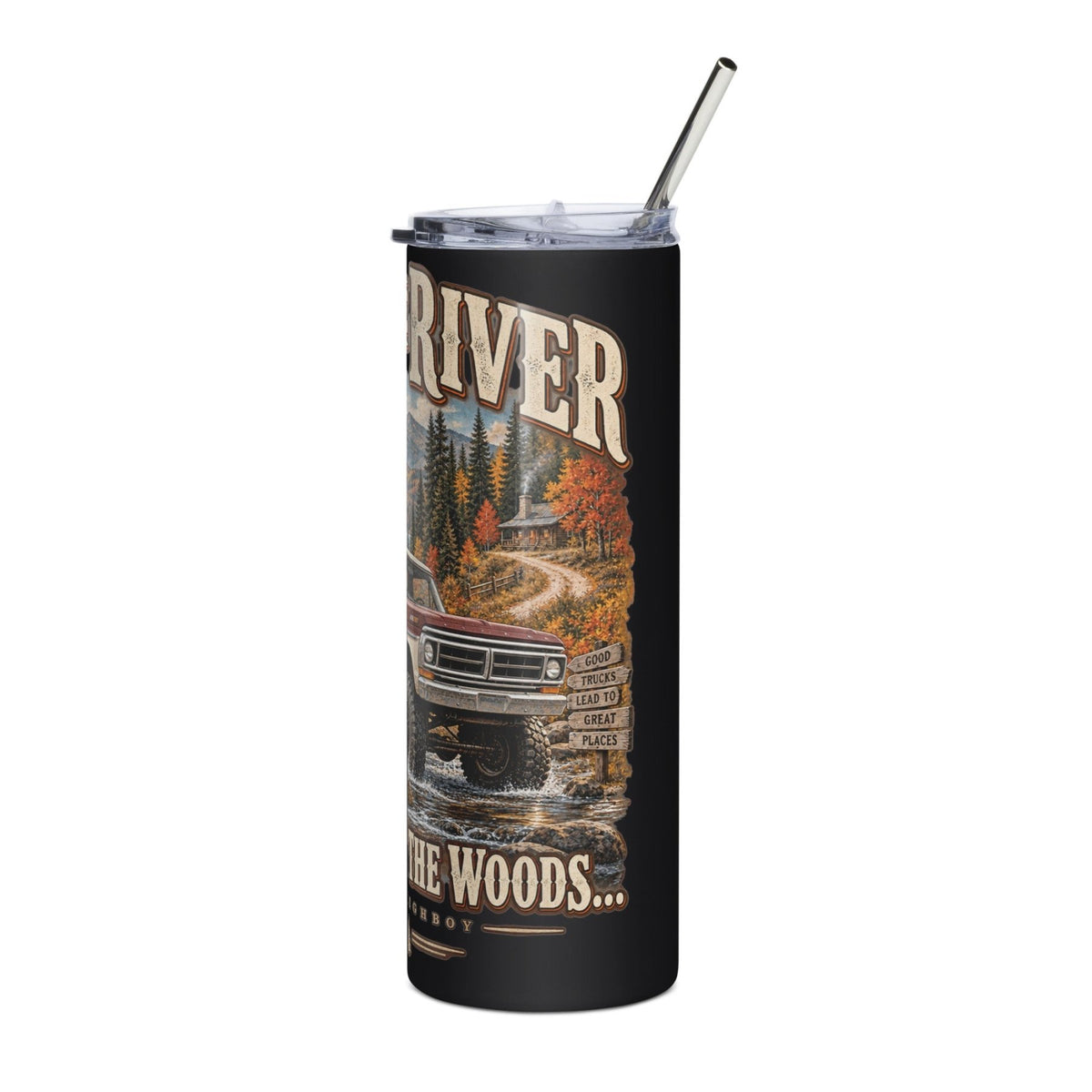 Over the River & Through the Woods Vintage Highboy Stainless Steel Tumbler - vintage ford 1967–1979 Highboy, Bumpside, and Dentside truck design – BodyByHighboy