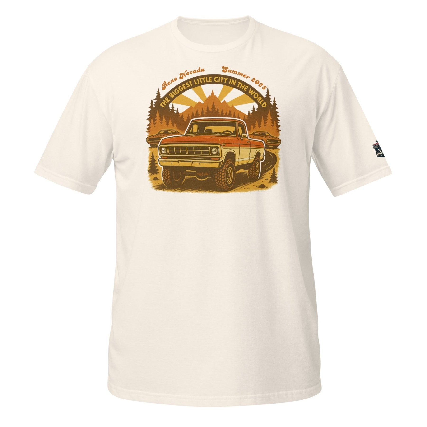 Reno Summer of 2025 Retro Truck Tee - Unisex - vintage ford 1967–1979 Highboy, Bumpside, and Dentside truck design – BodyByHighboy