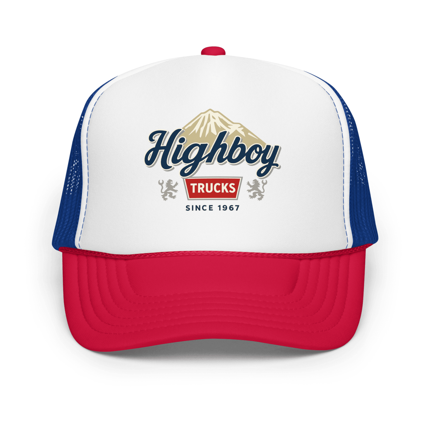 "Rocky Mountains" Foam Trucker Hat - vintage ford 1967–1979 Highboy, Bumpside, and Dentside truck design – BodyByHighboy