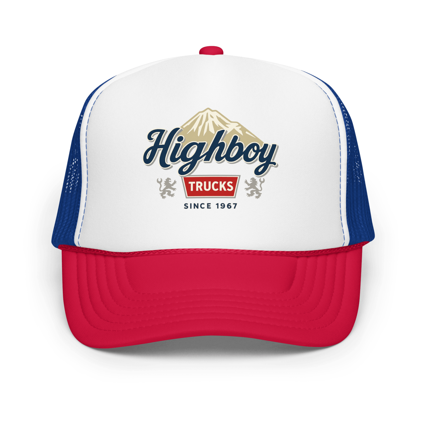 "Rocky Mountains" Foam Trucker Hat - vintage ford 1967–1979 Highboy, Bumpside, and Dentside truck design – BodyByHighboy