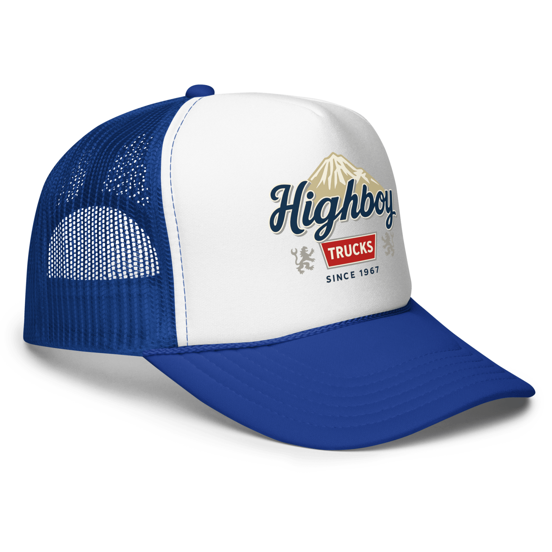 "Rocky Mountains" Foam Trucker Hat - vintage ford 1967–1979 Highboy, Bumpside, and Dentside truck design – BodyByHighboy