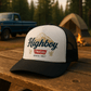 "Rocky Mountains" Foam Trucker Hat - vintage ford 1967–1979 Highboy, Bumpside, and Dentside truck design – BodyByHighboy