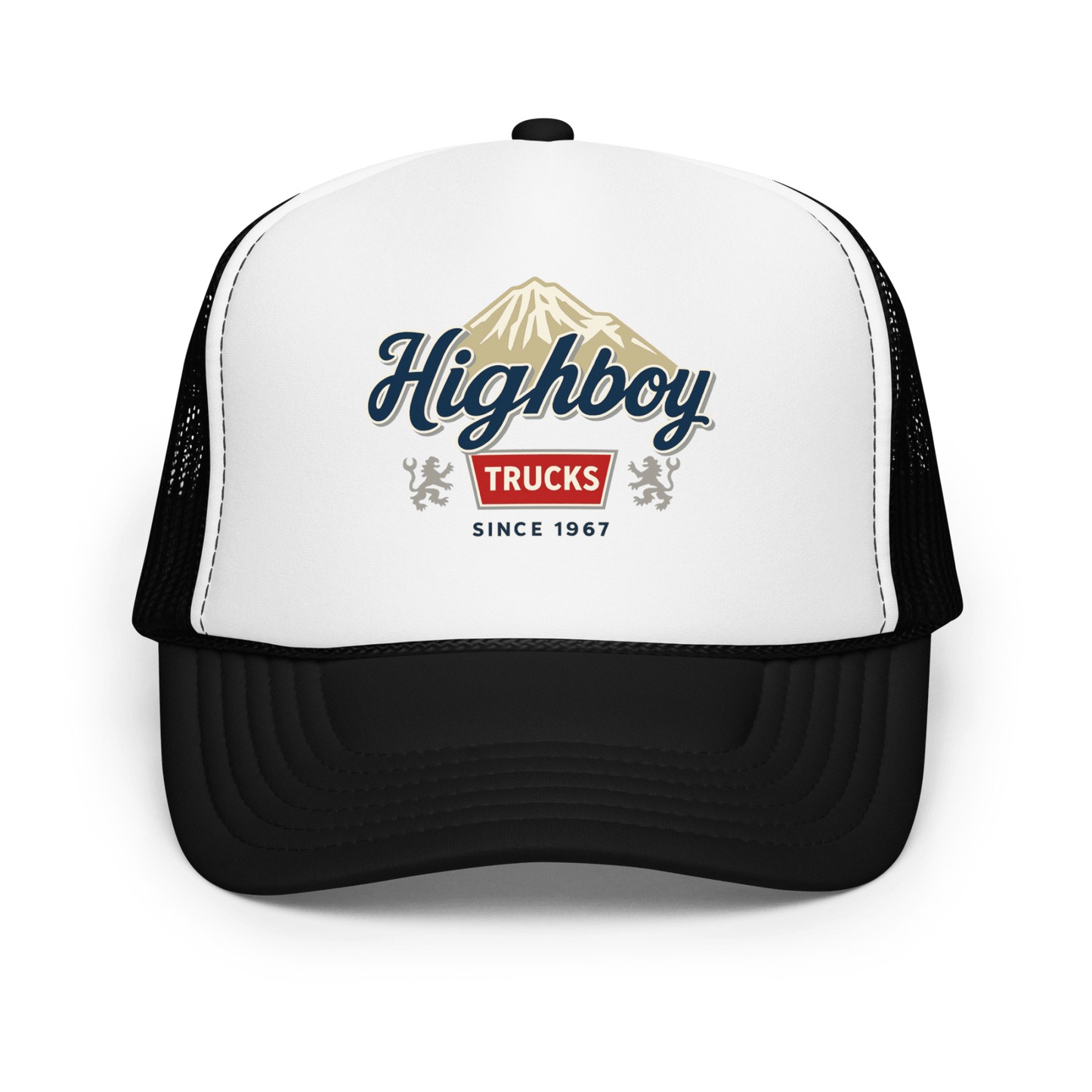 "Rocky Mountains" Foam Trucker Hat - vintage ford 1967–1979 Highboy, Bumpside, and Dentside truck design – BodyByHighboy