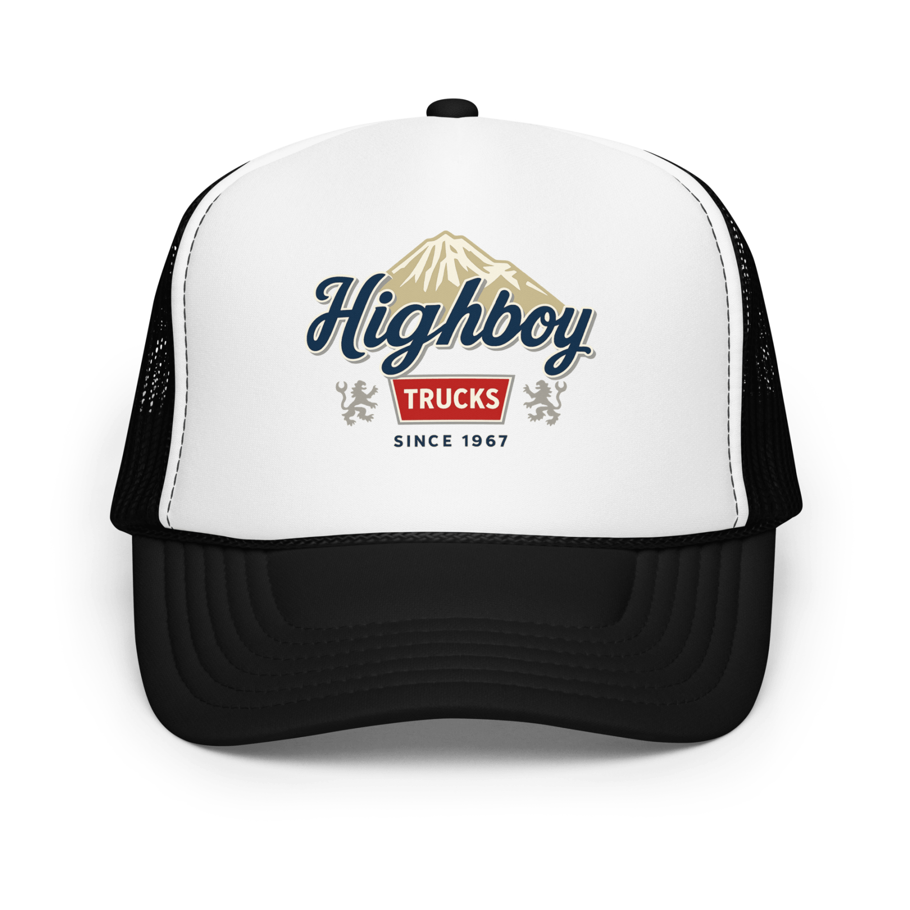 "Rocky Mountains" Foam Trucker Hat - vintage ford 1967–1979 Highboy, Bumpside, and Dentside truck design – BodyByHighboy