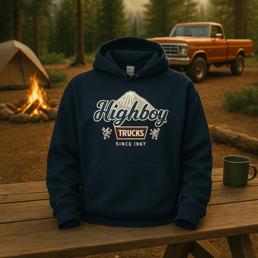 “Rocky Mountains” Hoodie - vintage ford 1967–1979 Highboy, Bumpside, and Dentside truck design – BodyByHighboy