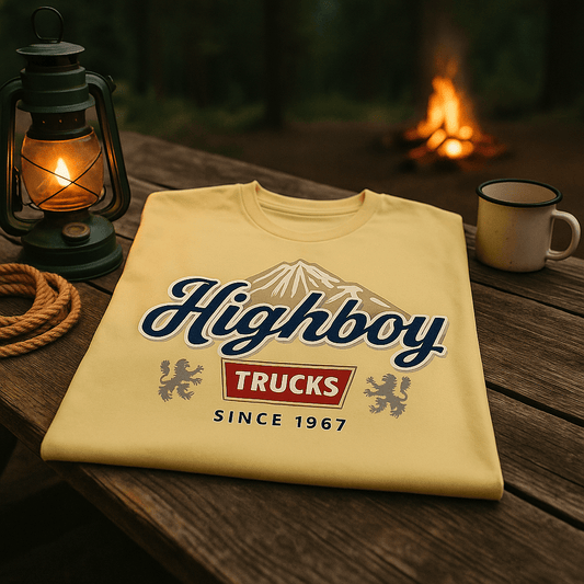 “Rocky Mountains” T-Shirt - vintage ford 1967–1979 Highboy, Bumpside, and Dentside truck design – BodyByHighboy