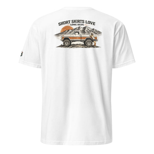 "Short Skirts Love Long Beds" Tee — Vintage Ford Truck Shirt - vintage ford 1967–1979 Highboy, Bumpside, and Dentside truck design – BodyByHighboy