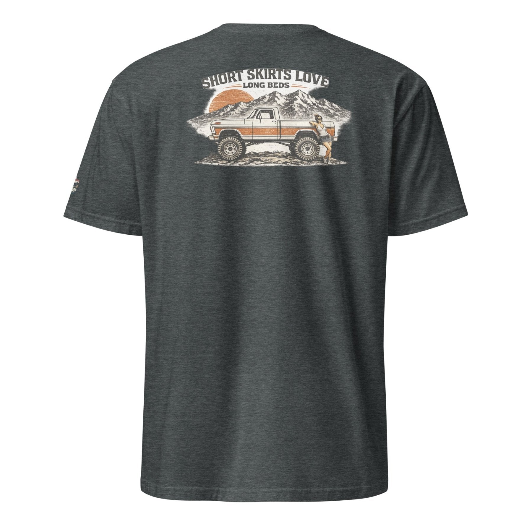 "Short Skirts Love Long Beds" Tee — Vintage Ford Truck Shirt - vintage ford 1967–1979 Highboy, Bumpside, and Dentside truck design – BodyByHighboy