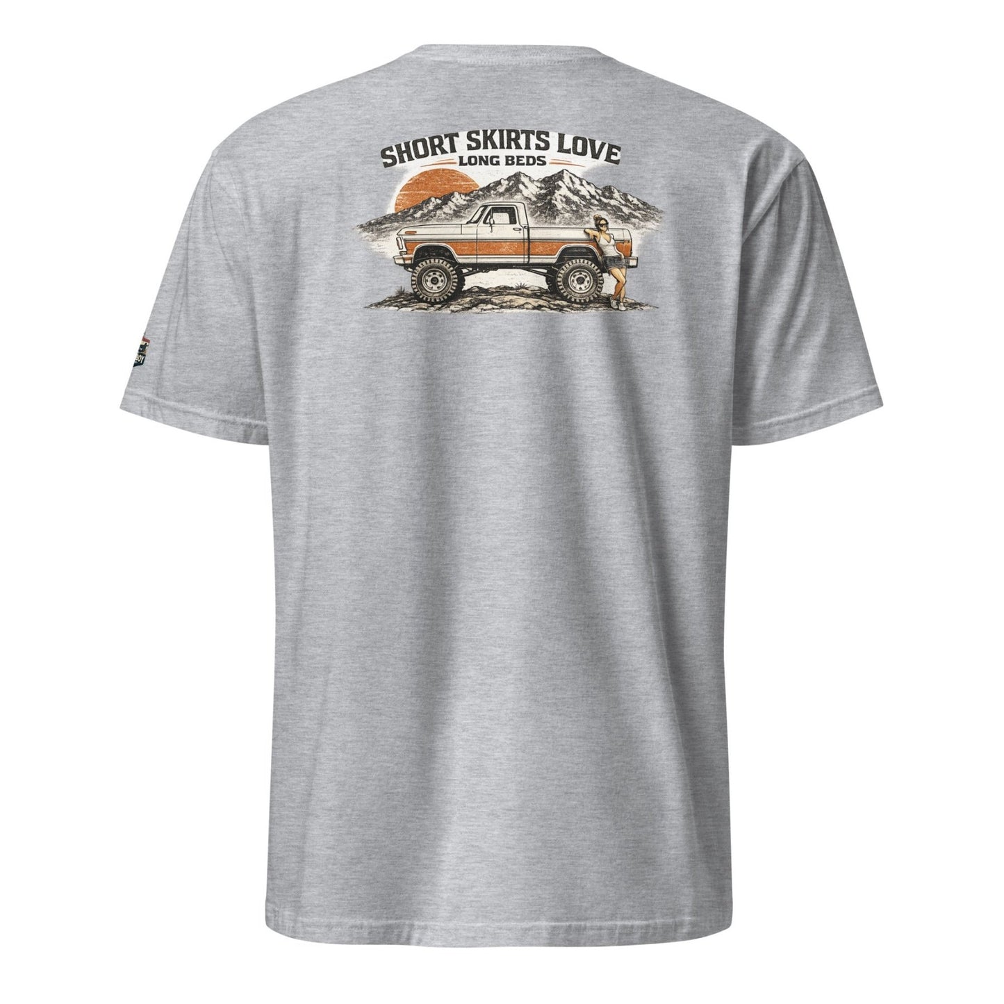 "Short Skirts Love Long Beds" Tee — Vintage Ford Truck Shirt - vintage ford 1967–1979 Highboy, Bumpside, and Dentside truck design – BodyByHighboy