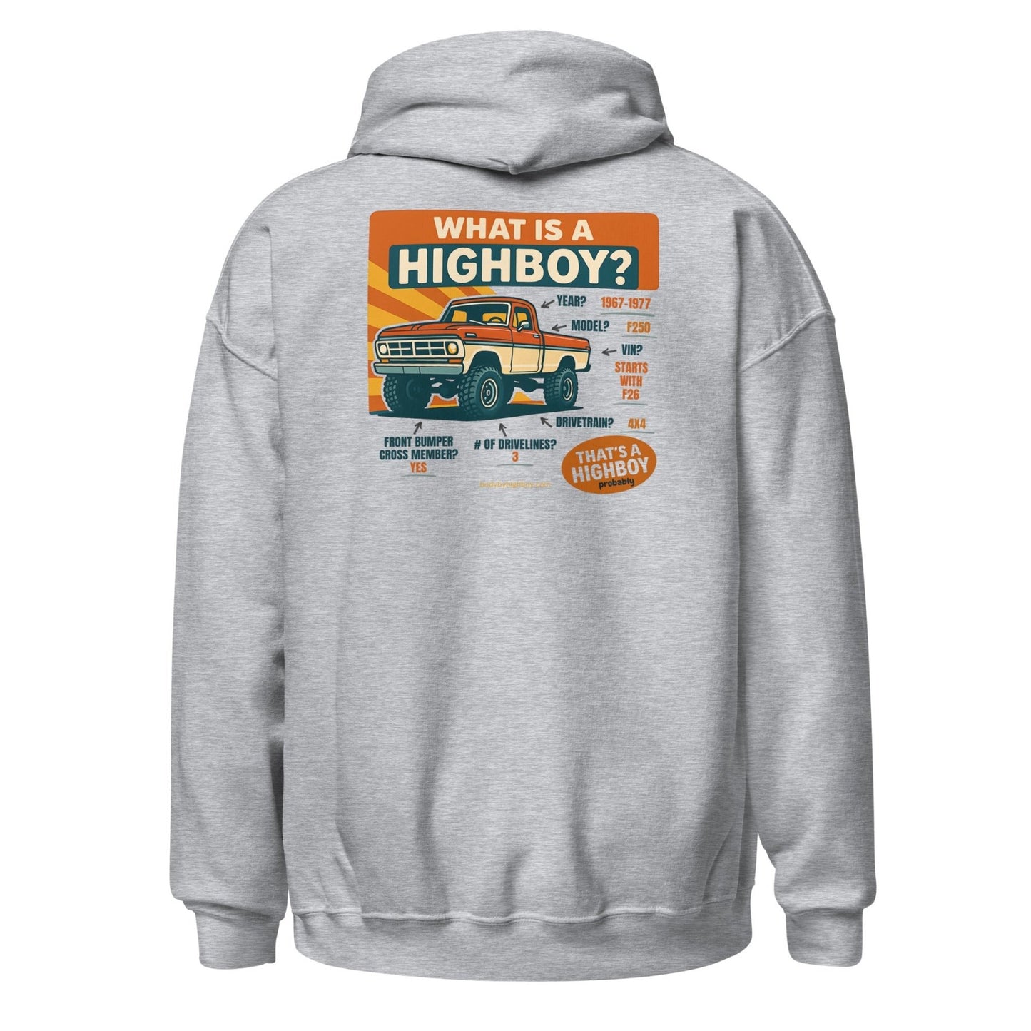 “What is a Highboy?” Hoodie - vintage ford 1967–1979 Highboy, Bumpside, and Dentside truck design – BodyByHighboy