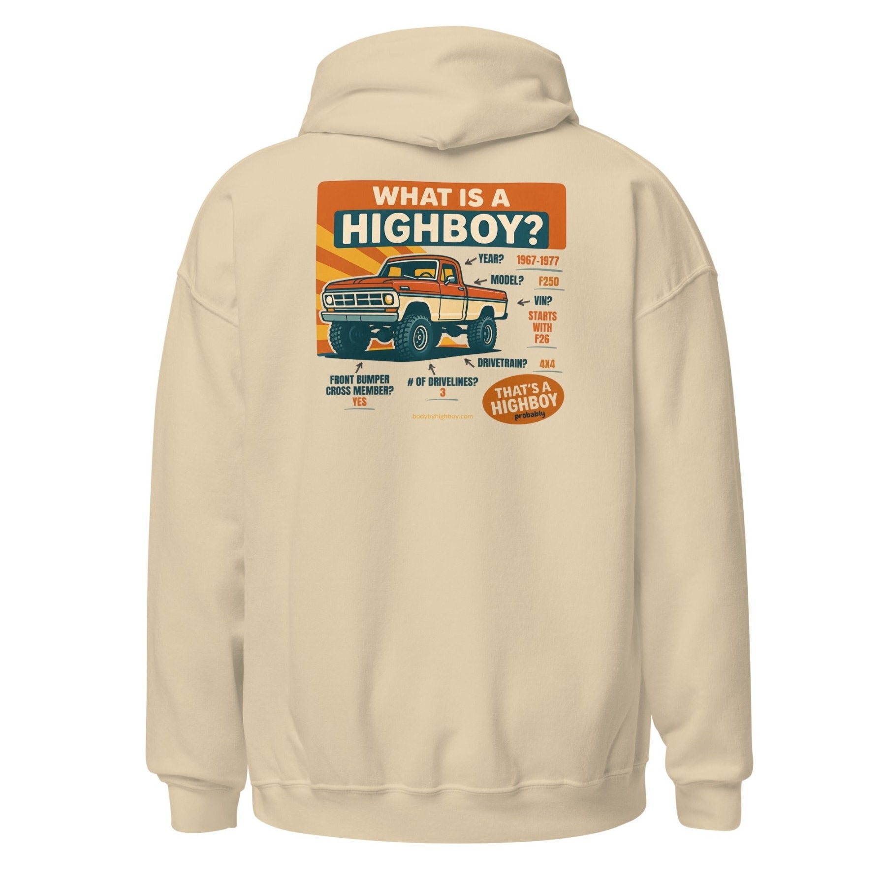 “What is a Highboy?” Hoodie - vintage ford 1967–1979 Highboy, Bumpside, and Dentside truck design – BodyByHighboy